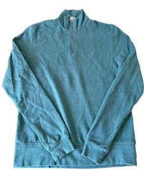 Burberry Brit Nova Check 1/4 Zip Cotton Sweater Men Large Green Embroidered